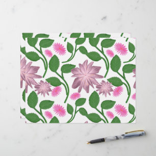 Patrón floral rosa con hojas verdes