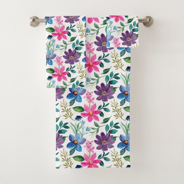 Patrón floral rosa de vegetación suave (In situ)