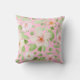 Patrón floral rosa pastel almohada de lanzamiento