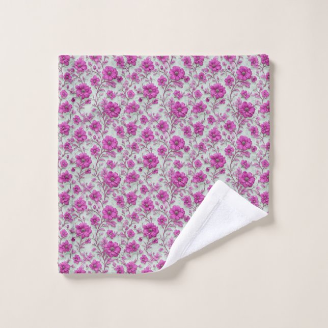 Patrón floral rosa vibrante con flores magenta (Toallita)