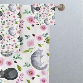 Patrón floral rosado de gato corto