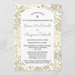 Patrón floral Sepia-Parejas Boda Ducha Invitación