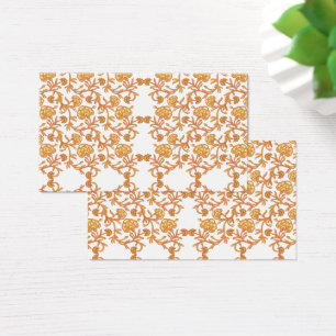 Patrón floral simétrico con motivos naranjas