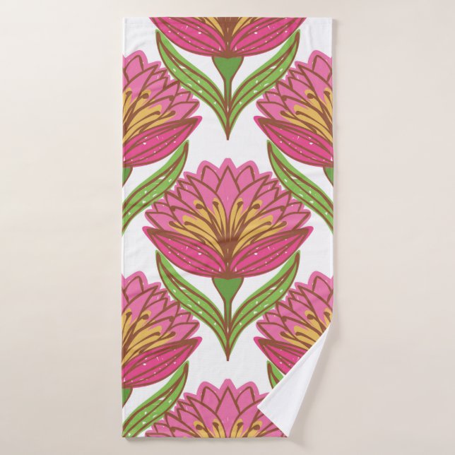 Patrón floral sin fisuras. Flores rojas brillantes (Toalla de baño)