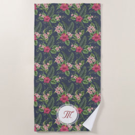 Patrón floral Toalla Hibiscus Monogram Beach