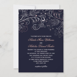 Patrón Floral Tulipán Azul Marino - Invitación de