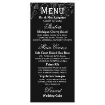 Patrón floral Tulipán blanco/negro - Menú de recep