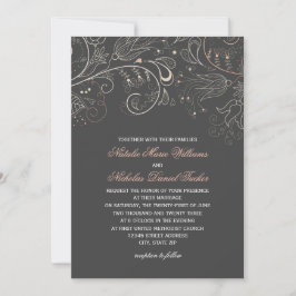 Patrón Floral Tulipán Gris - Invitación de Boda