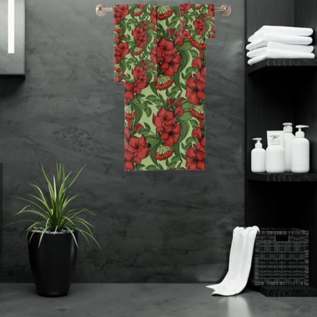 Patrón floral Verdor Flores rojas en plena floraci (Subido por el creador)