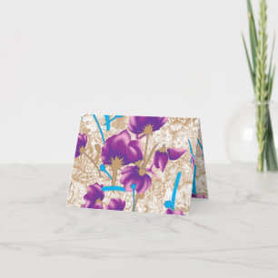 Patrón floral vibrante con color púrpura y azul de