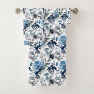 Patrón floral vintage azul de bebé seco