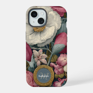 Patrón floral vintage con nombre personalizado