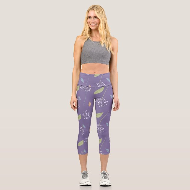 Patrón floral Violet Capri Leggings (Anverso)