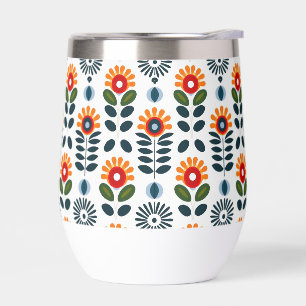 Patrón folclórico moderno de barrido floral de med