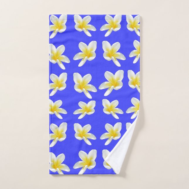 Patrón Frangipani Azul Y Amarillo, (Toalla de mano)