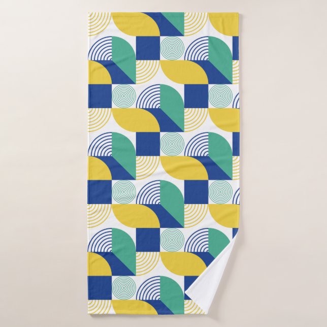 Patrón geométrico abstracto de amarillo verde azul (Toalla de baño)