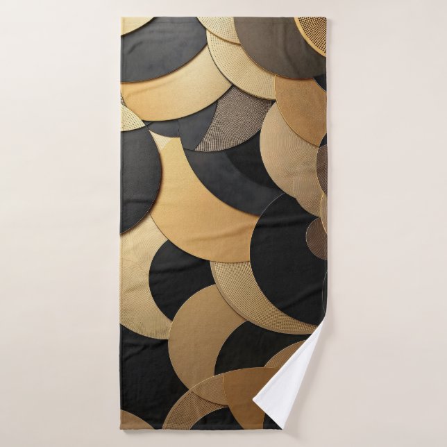 Patrón geométrico abstracto de oro y negro (Toalla de baño)