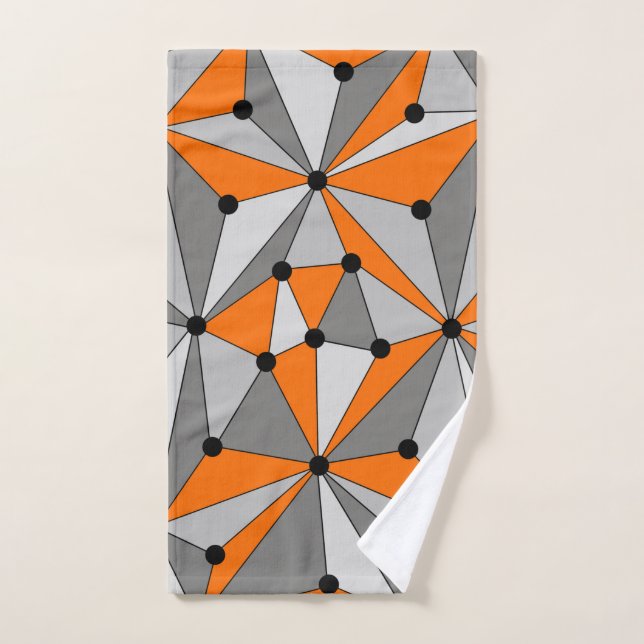 Patrón geométrico abstracto - gris y naranja. (Toalla de mano)