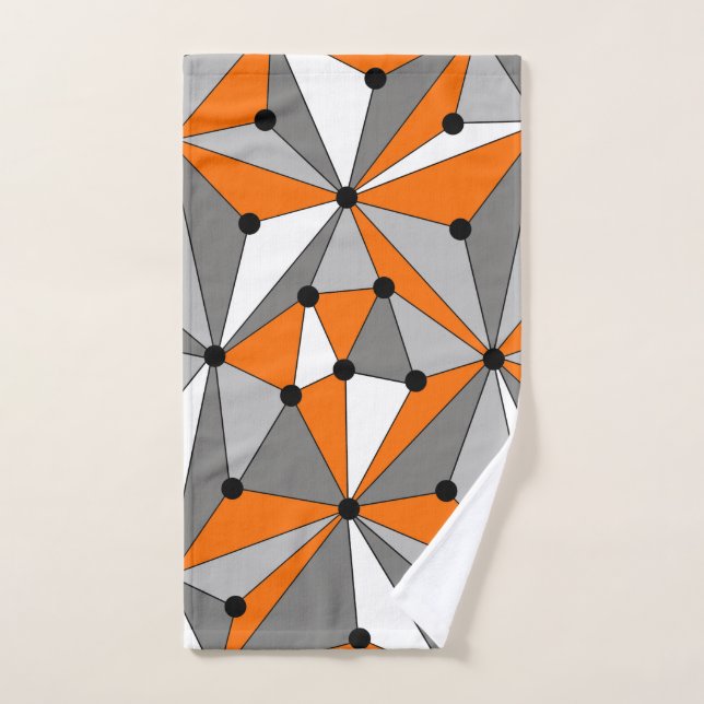 Patrón geométrico abstracto - gris y naranja. (Toalla de mano)