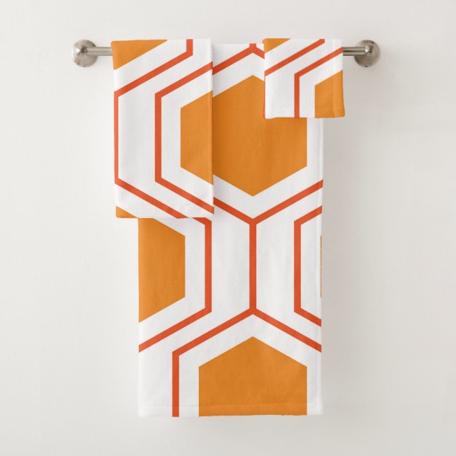 Patrón geométrico abstracto hexagonal en naranja y (In situ)