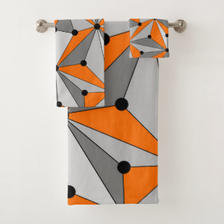 Patrón geométrico abstracto - naranja y gris.