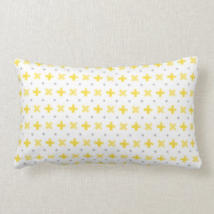 Patrón geométrico almohada lumbar amarilla y gri