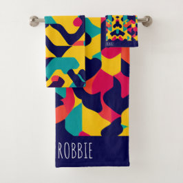 Patrón geométrico amarillo rosa azul amarillo de t