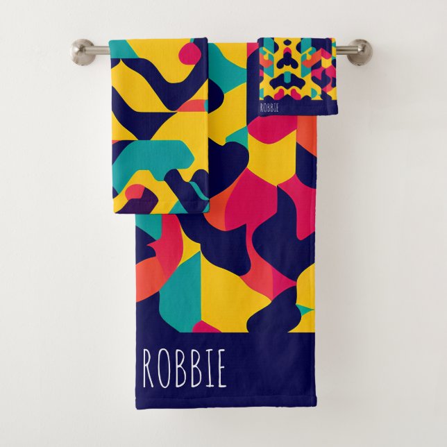 Patrón geométrico amarillo rosa azul amarillo de t (In situ)