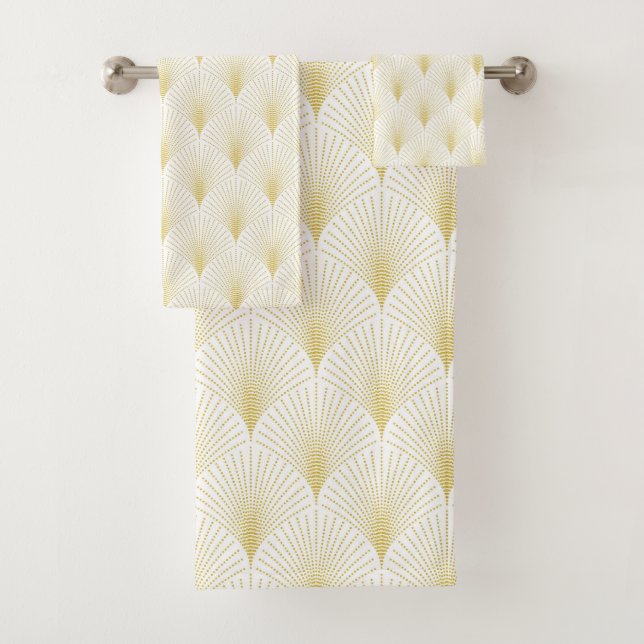 Patrón Geométrico Art Deco En Oro Y Blanco (In situ)