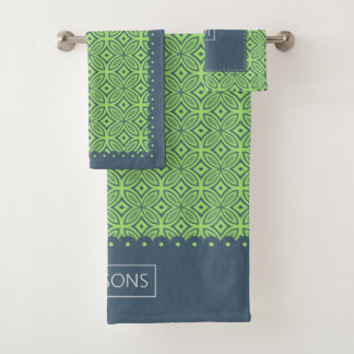 Patrón geométrico, bordes de vieira verde