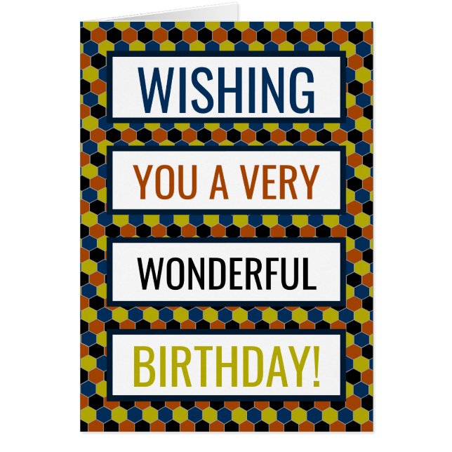 Patrón geométrico brillante, cumpleaños (Frente)