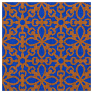 Patrón geométrico clásico de tela azul y naranja