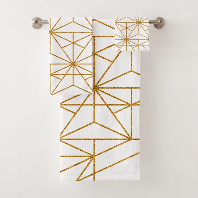 Patrón geométrico de arte deco blanco y dorado (In situ)