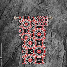 Patrón geométrico de mosaico rojo negro blanco y g
