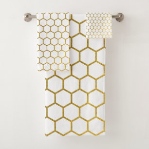 Patrón geométrico del hexágono blanco y dorado