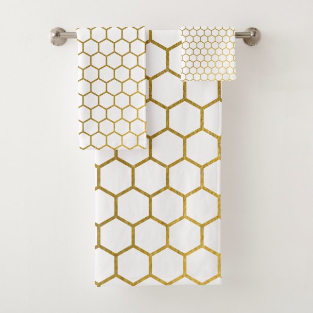 Patrón geométrico del hexágono blanco y dorado (In situ)