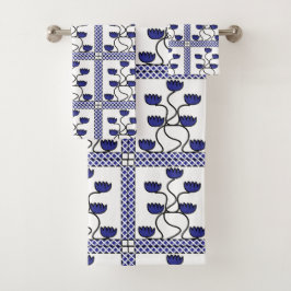 Patrón geométrico floral azul persa asiático