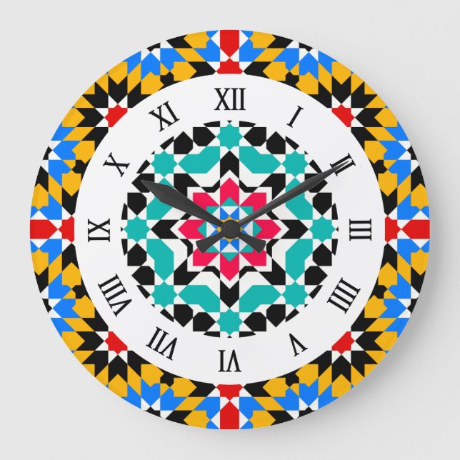 Patrón geométrico islámico Reloj de pared (Anverso)