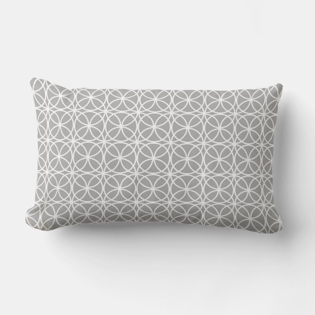 Patrón geométrico moderno almohada lumbar gris (Anverso)