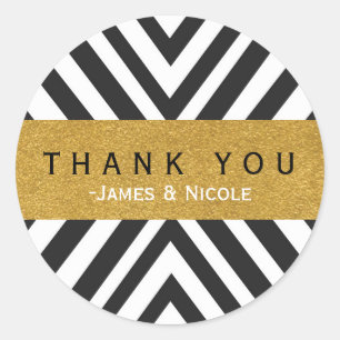 Patrón geométrico negro y blanco y Pegatina de oro