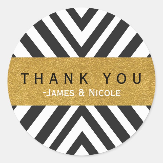 Patrón geométrico negro y blanco y Pegatina de oro (Anverso)