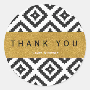 Patrón geométrico negro y blanco y Pegatina de oro