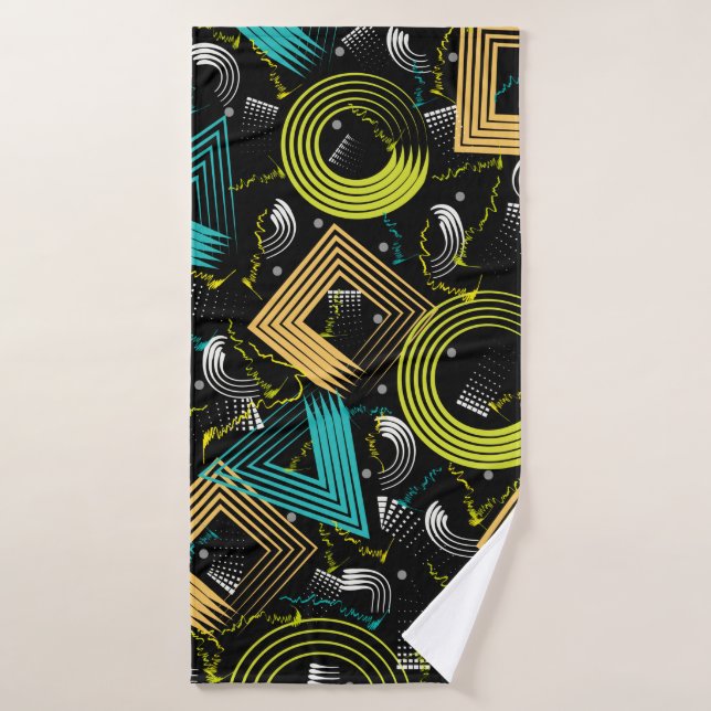 Patrón geométrico, retro,90s,abstracto,a (Toalla de baño)