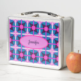 Patrón geométrico retro en rosa, púrpura y azul |