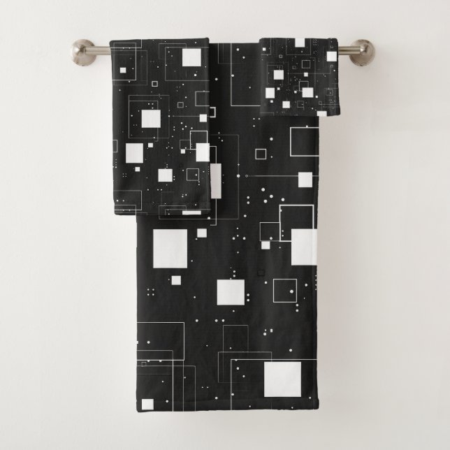 Patrón geométrico retro negro y blanco (In situ)