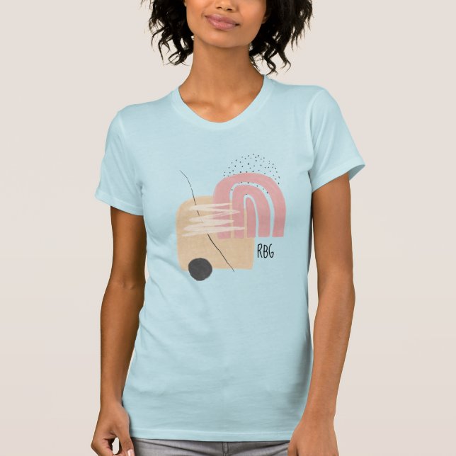 Patrón geométrico rosado Monograma Diseño Camiseta (Anverso)