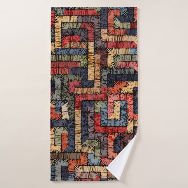 Patrón geométrico sin fisuras bordado. Étnica y (Toalla de baño)