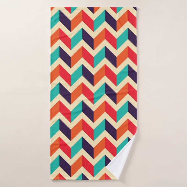 Patrón geométrico sin soldadura con fondo de zigza (Toalla de baño)
