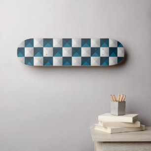 Patrón geométrico Skateboard Blue Silver
