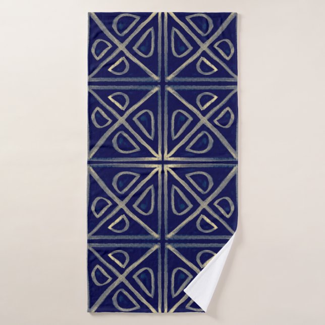 Patrón Geométrico Tribal Azul Sin Marea. Ha rayado (Toalla de baño)